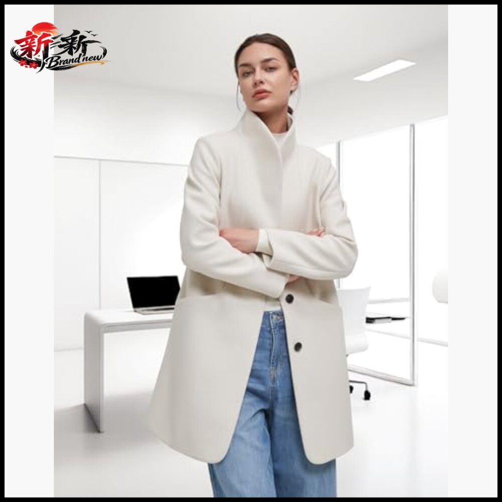 Polyester Trench Coat with Hidden Button Stand Co… - image 4